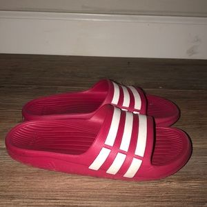 pink adidas slides kids